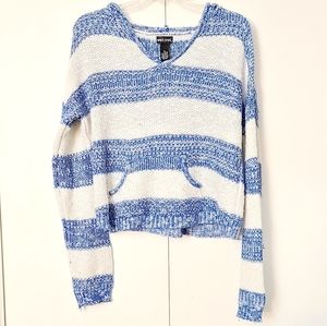 Striped knit hoodie oversized pullover sweater